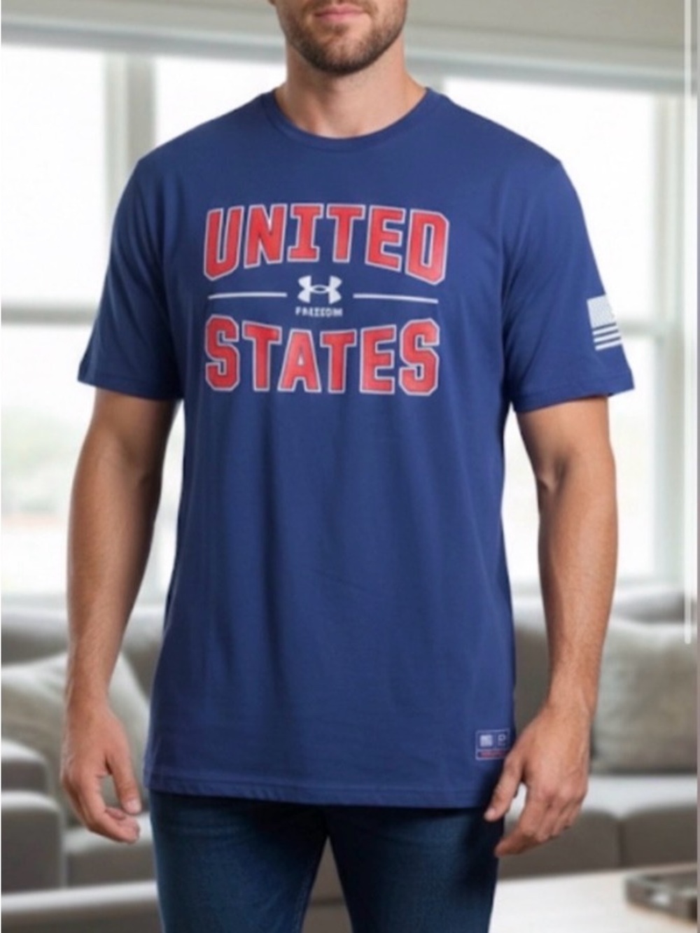 Under Armour Red White & Blue USA Freedom Flag Short Sleeve Tee Size 2XL